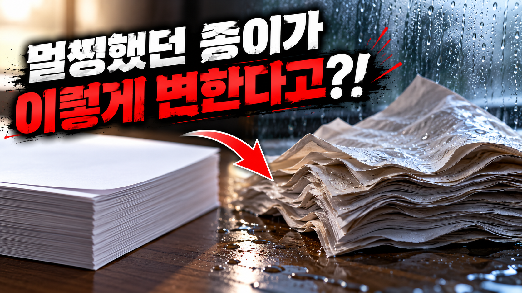 젖은 종이의 충격적인 변화