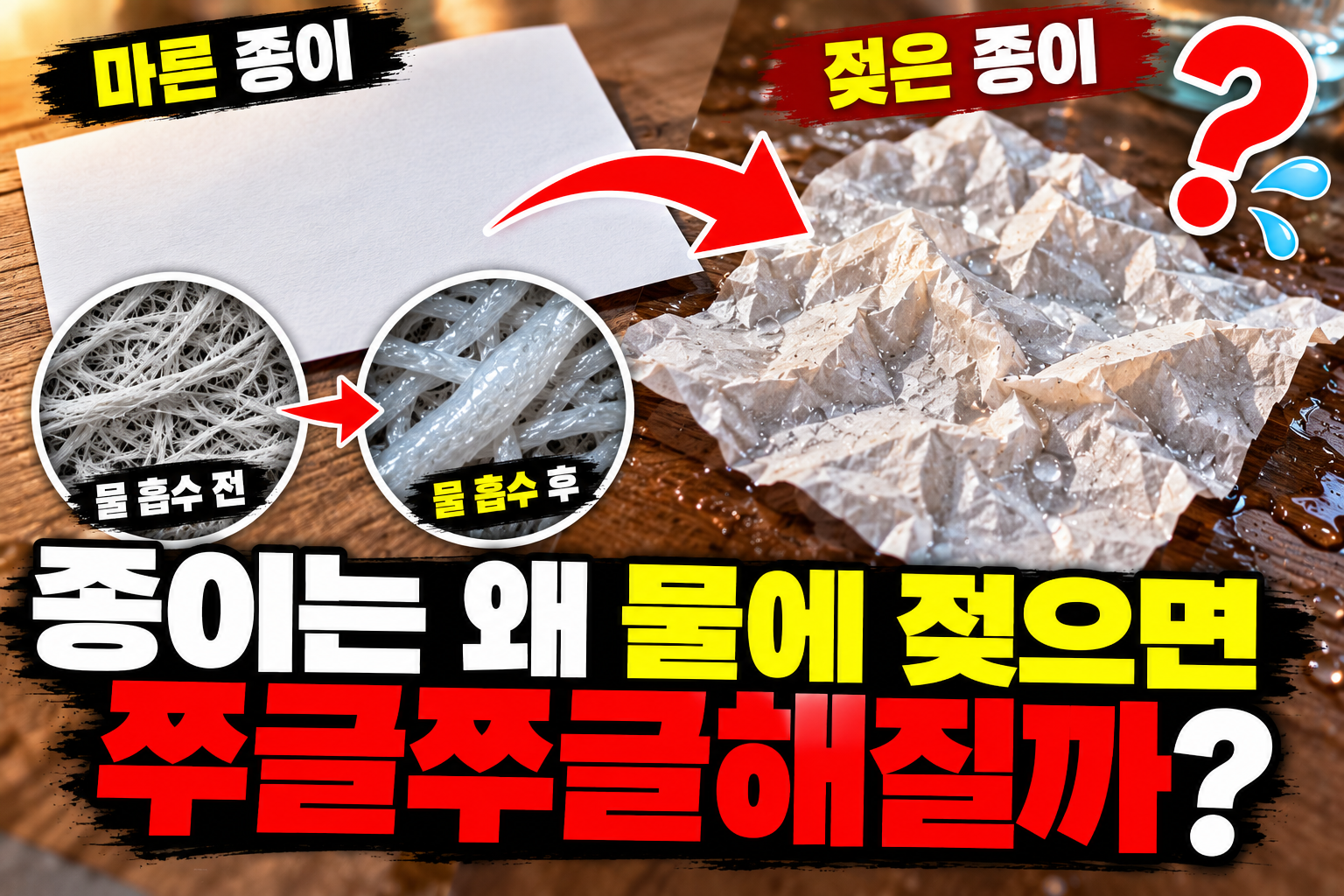 종이는 왜 물에 젖으면 쭈글쭈글해질까_